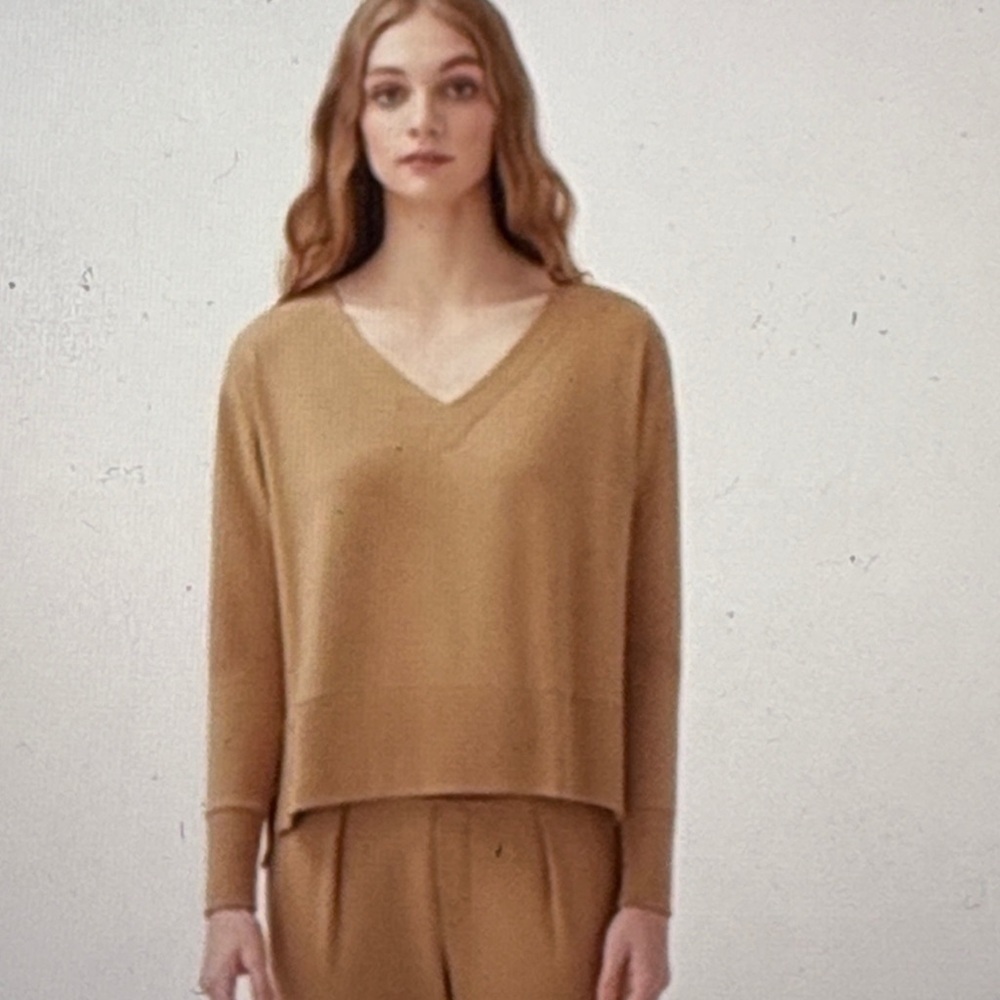 Cuyana French Terry V-Neck Sweatshirt XS